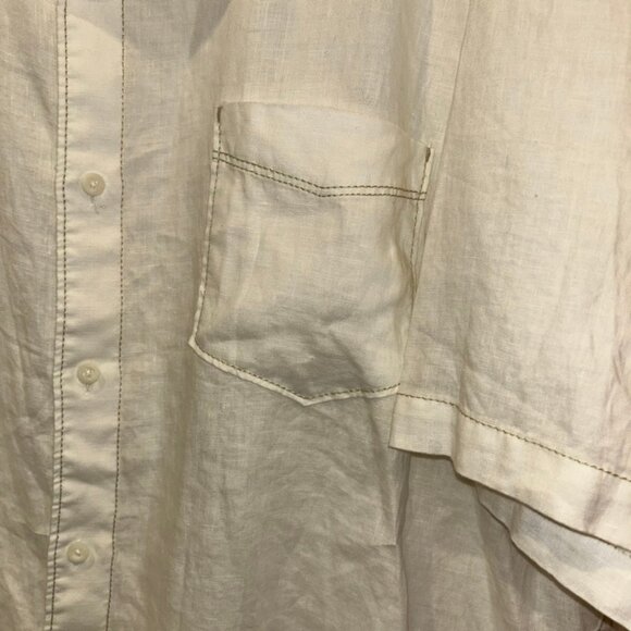 Tommy bahama white LINEN contrast stitching short sleeved shirt XXL - Picture 3 of 4